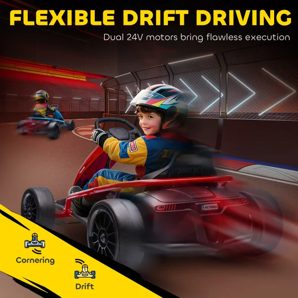 Drifting Go Kart Electric Ride On Car 24v - Red - Image 3