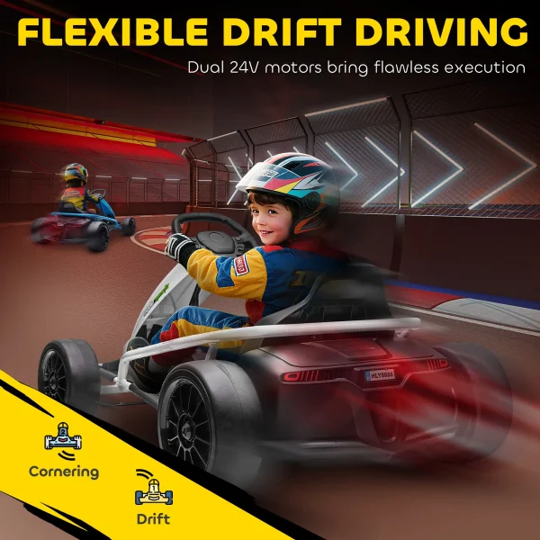 Drifting Go Kart Electric Ride On Car 24v -White - Image 3