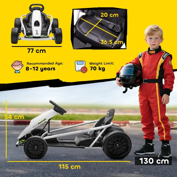 Drifting Go Kart Electric Ride On Car 24v -White - Image 4