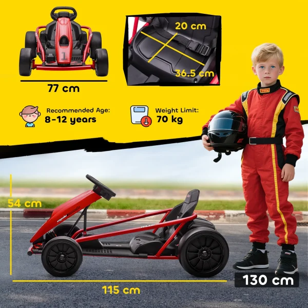 Drifting Go Kart Electric Ride On Car 24v - Red - Image 4