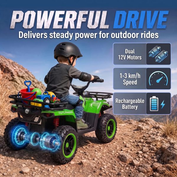 AIYAPLAY 12V Kids Electric Quad Bike ATV Ride on – Green - Image 3